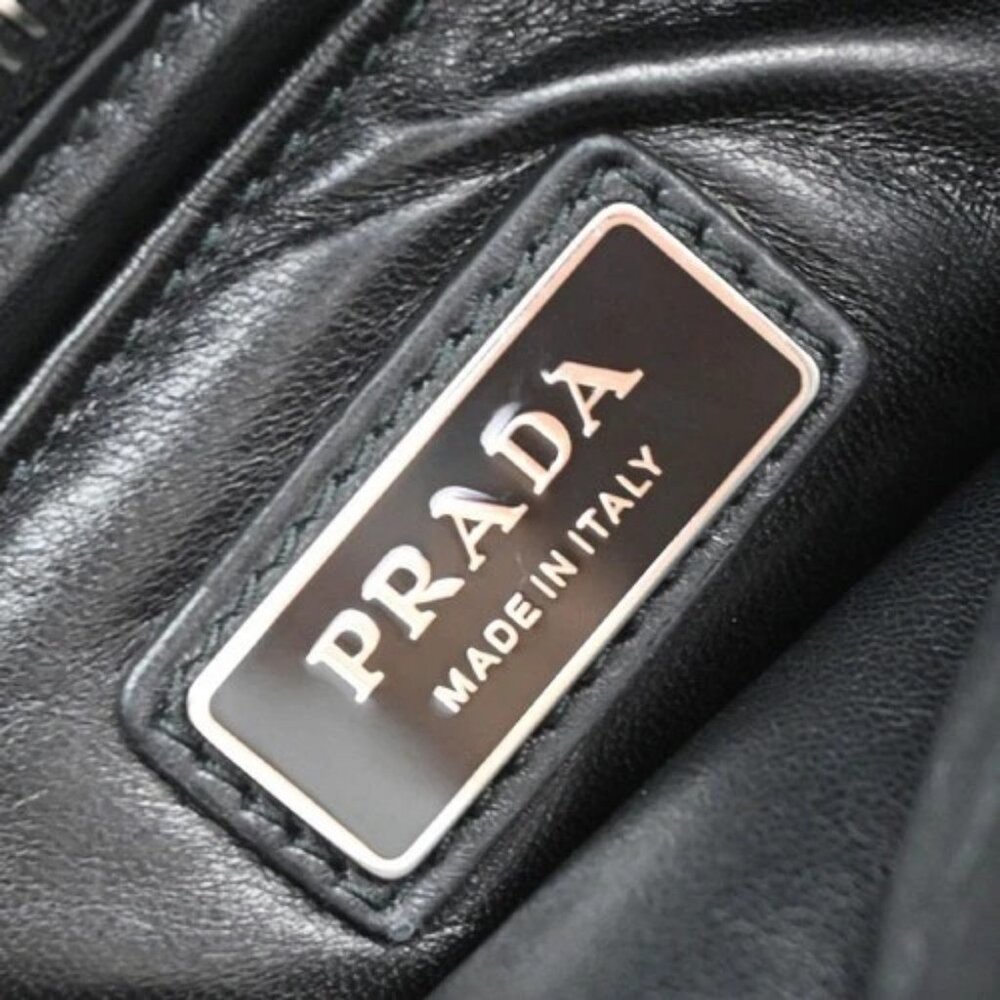 PRADA Logo Padded Hand Tote Bag Nappa Leather Black Italy 307RF799 - Picture 14 of 16